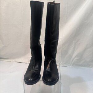 Frye Black Tall all Leather Boots SZ 5 .5